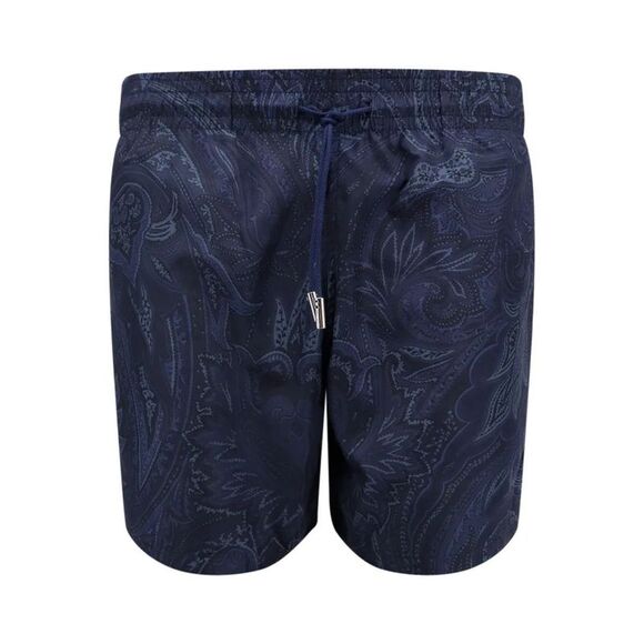 Men's Black Paisley Print Swim Shorts for SS24 - Picture 1 of 4